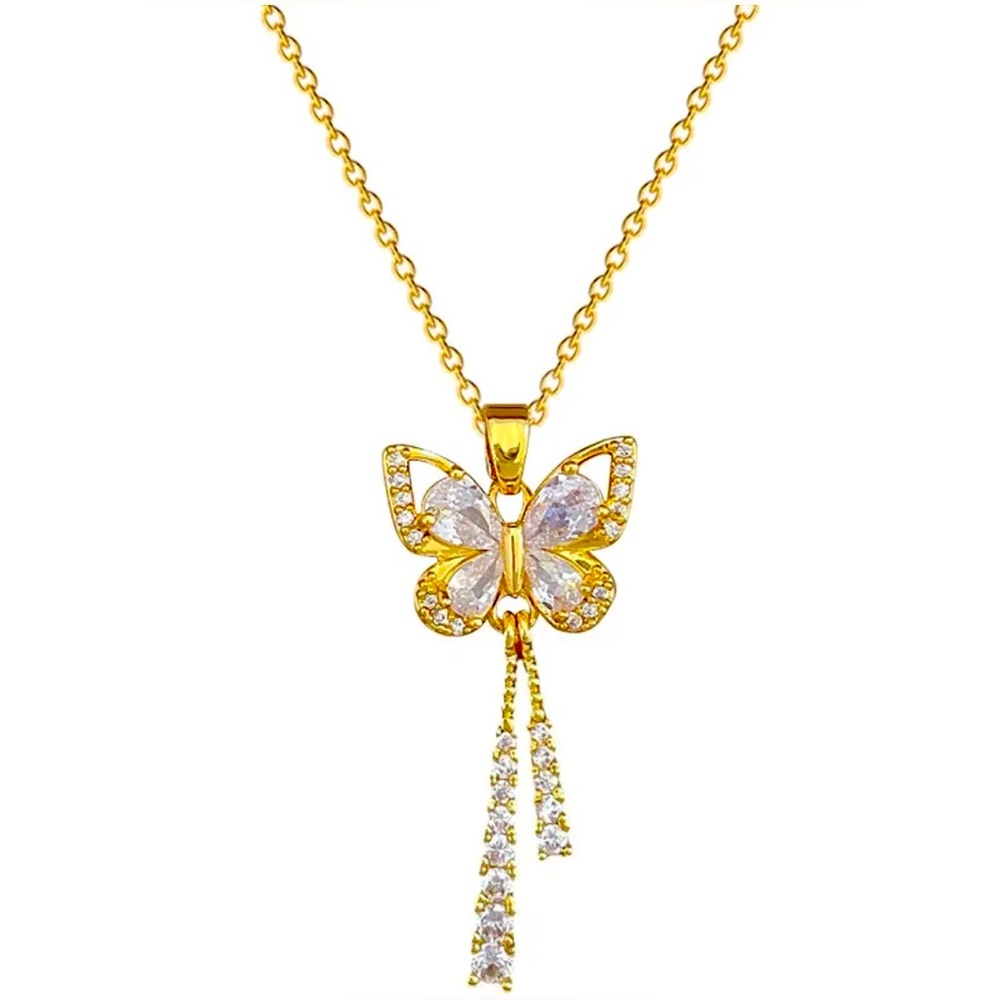 New 14k Gold Plated Butterly Pendant Necklace Women’s Jewerly